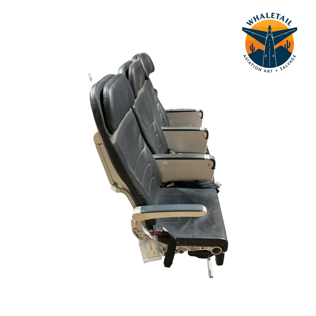 Aircraft Bulkhead row of 3 Seats-Blue Headrest