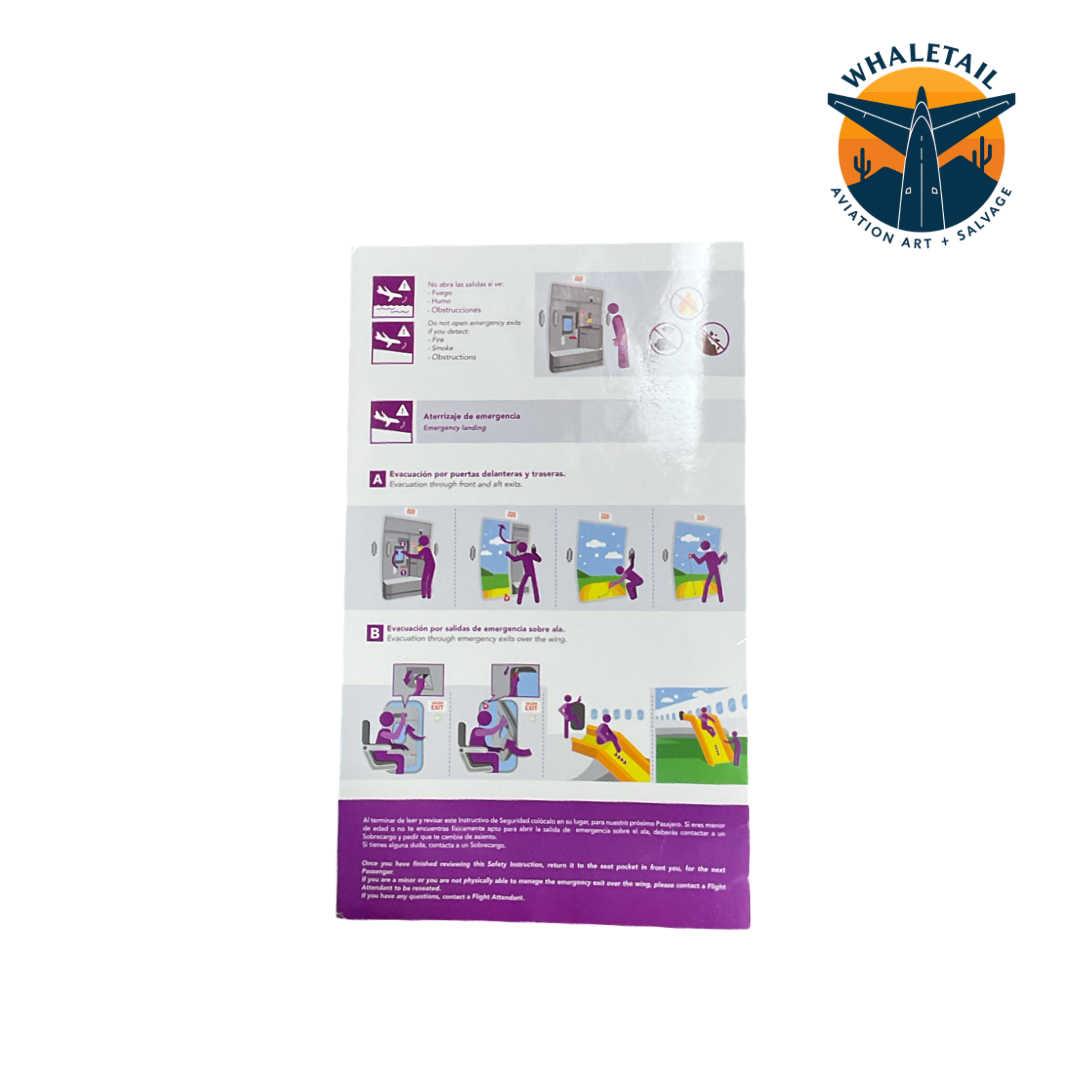 Volaris Safety Card – Authentic Airline Cabin Safety Card