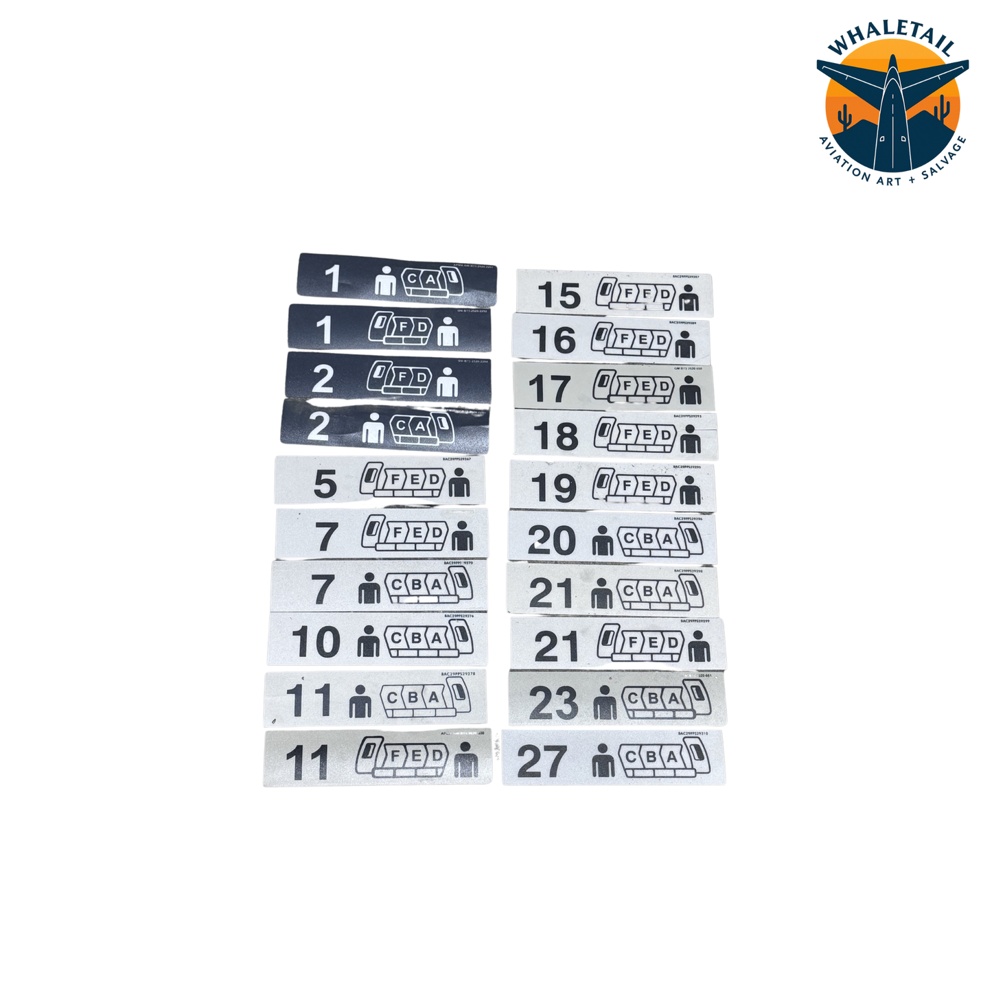 Aircraft Thin Seat Numbers – Authentic Airline Cabin Row Markers