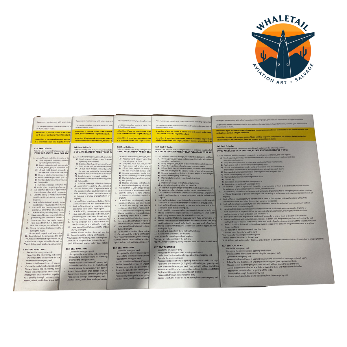 Retired Spirit Airlines Aircraft Safety Card