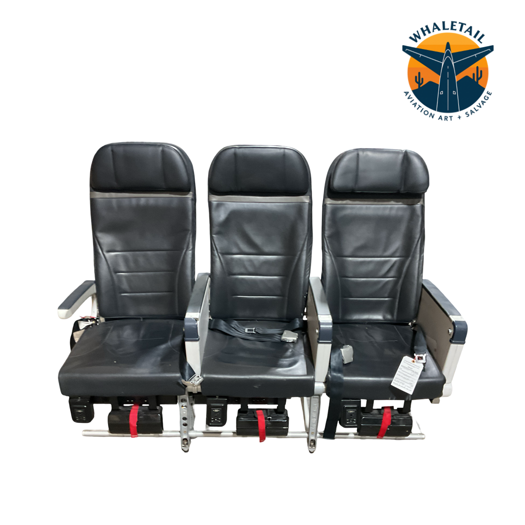 Aircraft Bulkhead row of 3 Seats-Blue Headrest