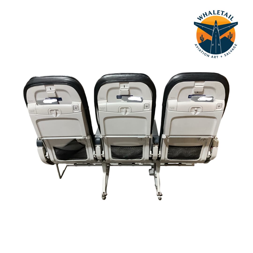 Aircraft Bulkhead row of 3 Seats-Blue Headrest