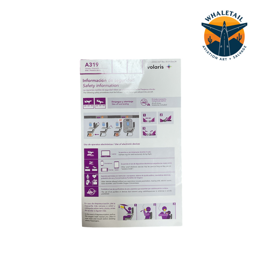 Volaris Safety Card – Authentic Airline Cabin Safety Card