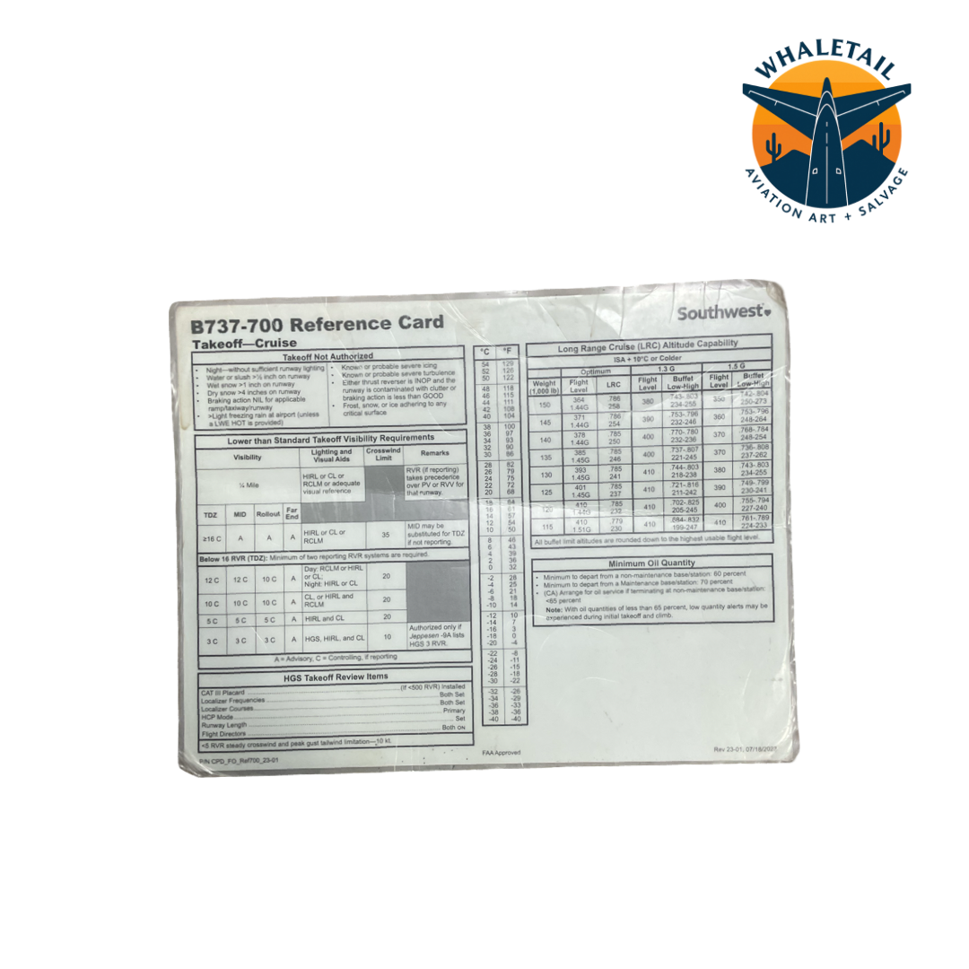 Southwest Airlines B737-700 Reference Card