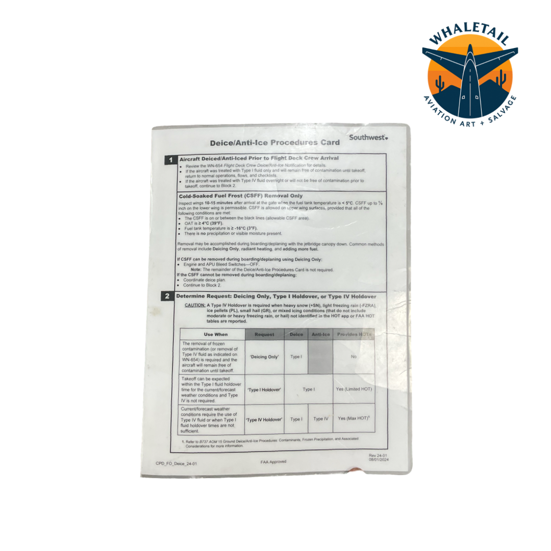 Southwest Procedure Card