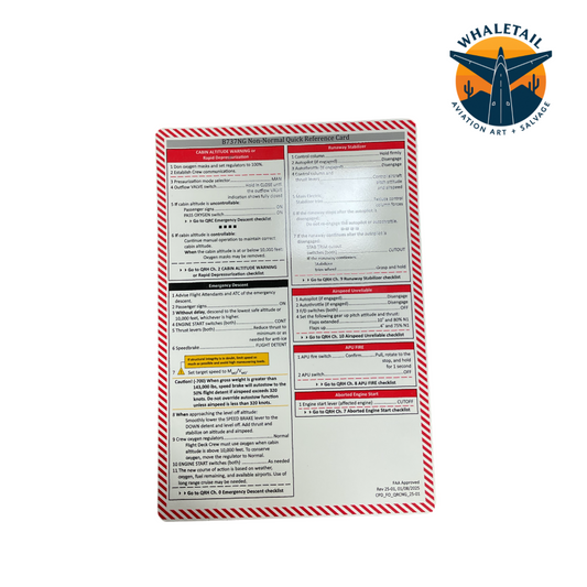 B737NG Non-Normal Quick Reference Card