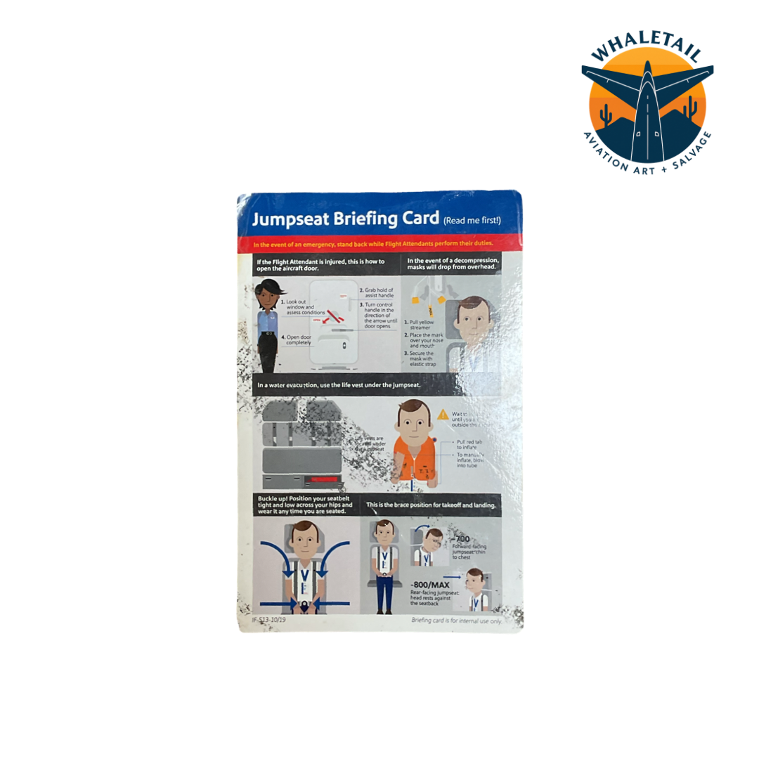 Retired Southwest Airlines Boeing 737 Jump Seat Briefing Card | PN IF-513-10/19