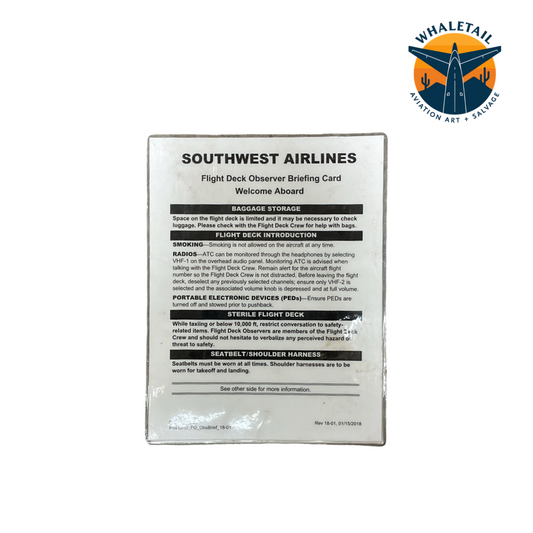 Boeing 737 Flight Deck Observer Briefing Card | PN CPD_FO_Obsbreif_18-01