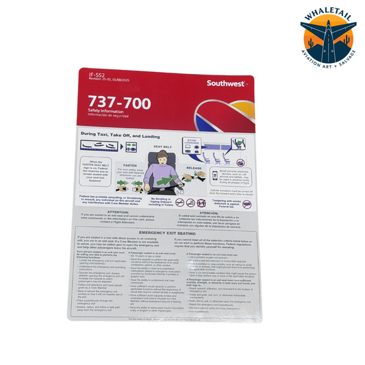Southwest Airlines Safety Card | 3 for $20
