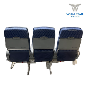 MD-80 Aircraft Row of 3 Seats Cloth w/Leather Headrest Bulkhead