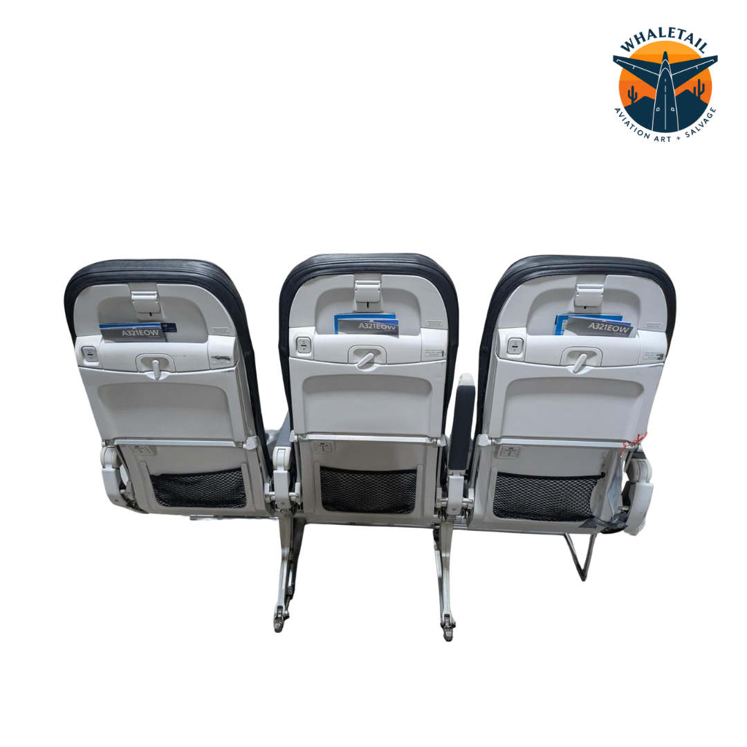 Aircraft Economy row of 3 Seats- Blue Headrest