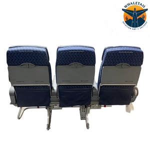 MD-80 Aircraft Row of 3 Seats Cloth w/Leather Headrest Bulkhead