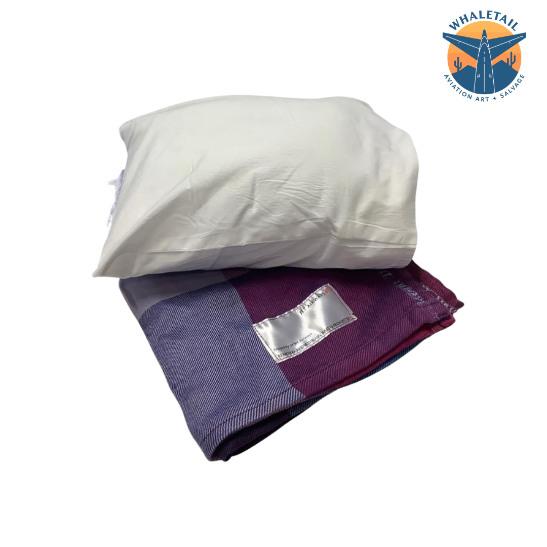 Authentic Jet Airways In Flight Blanket and Pillow