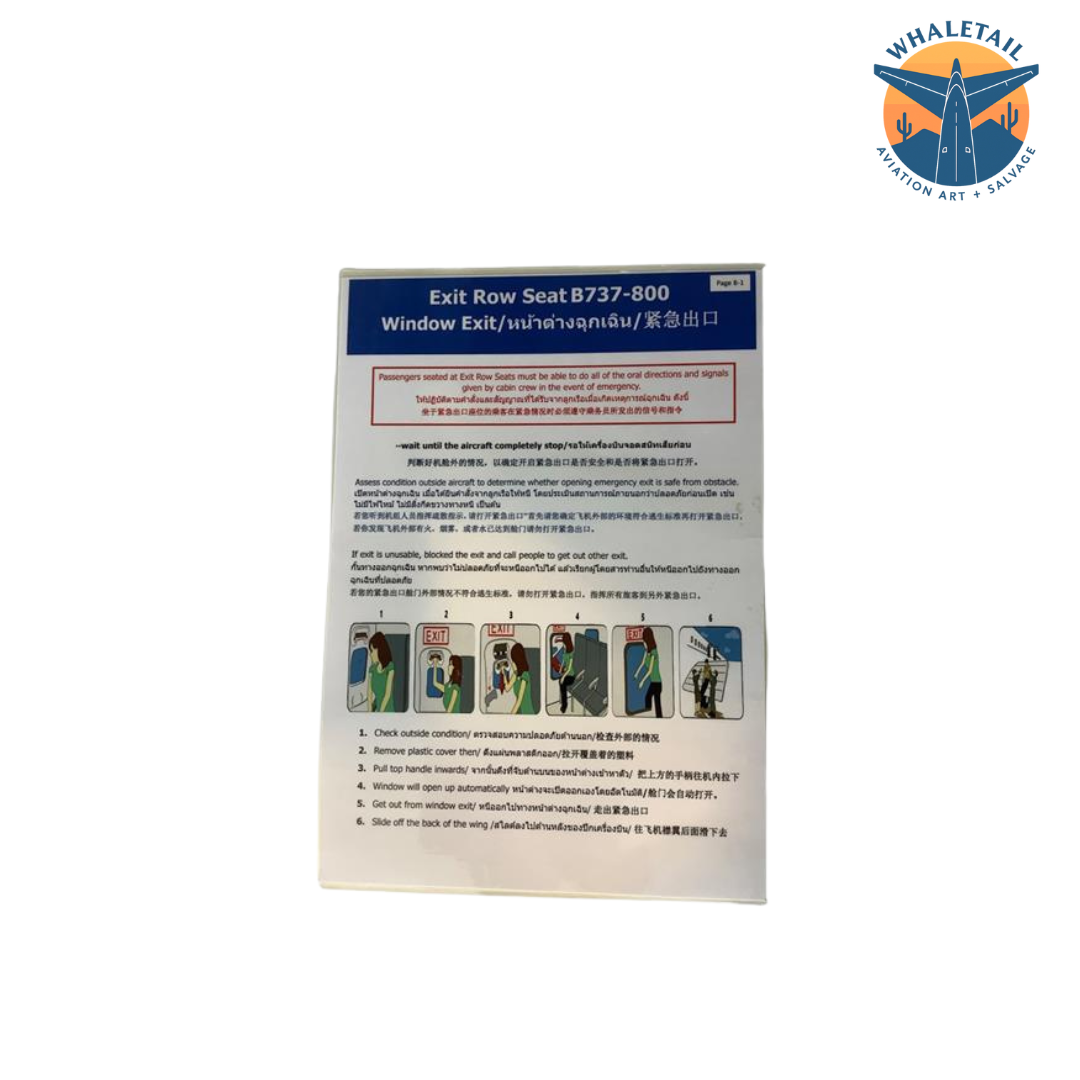 737-800 Exit Row Safety Cards