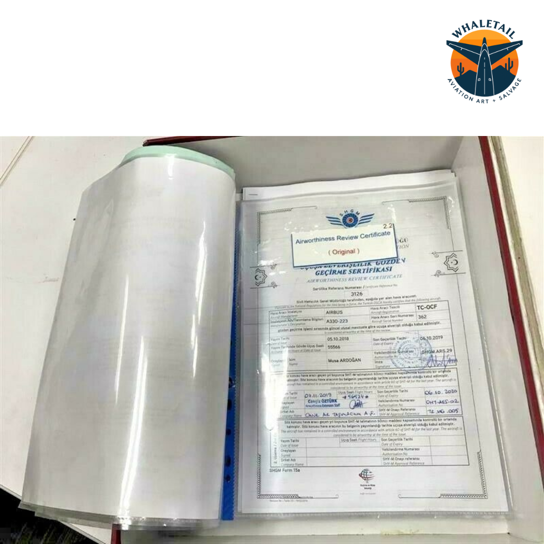 Original A330-200 Onur Air "True Certified Copy of Carry on Documents, Manuals"