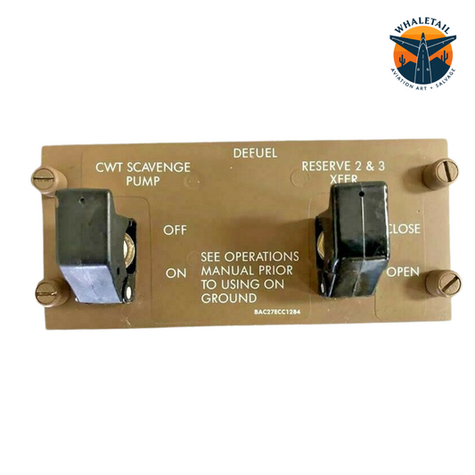 Original 747-400 Defuel Valve Control Panel from Flight Deck