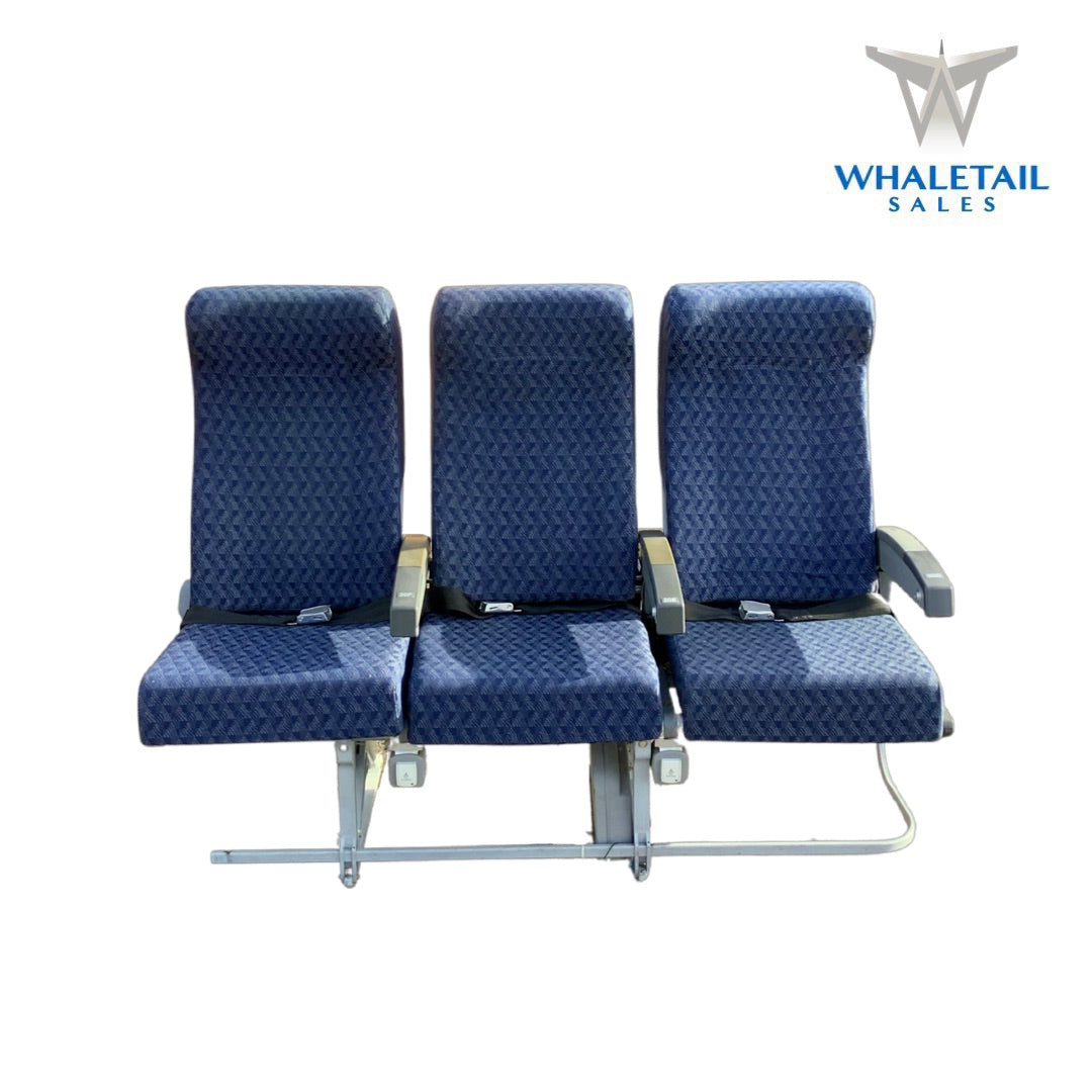 MD-80 Aircraft Row of 3 Seats Blue Cloth