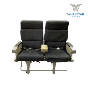 Business Class MD-80 Aircraft Row of 2 Seats Dark Blue Cloth