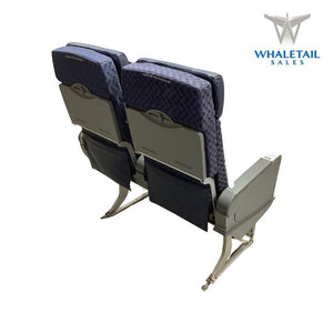 MD-80 Aircraft Row of 2 Seats Blue Cloth with leather headrest