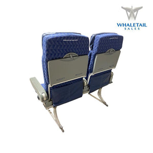 MD-80 Aircraft Row of 2 Seats Blue Cloth with movable leather headrest