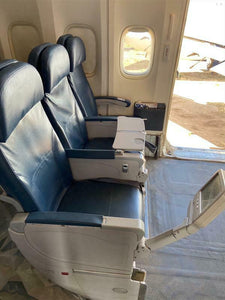 Authentic 747-400 Aircraft Row of 3 Seats BULK HEADS with screens and trays