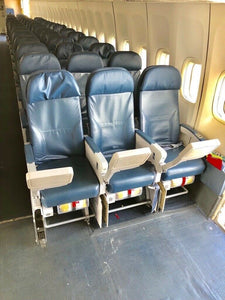 Authentic 747-400 Aircraft Row of 3 Seats with screens and trays